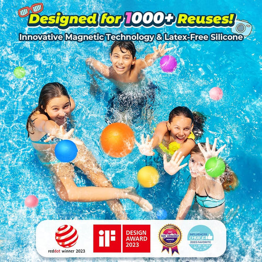 18 Pcs Reusable Water Balloons, Pool Beach water Toys for Boys and Girls, Outdoor Summer Toys for Kids Ages 3-12